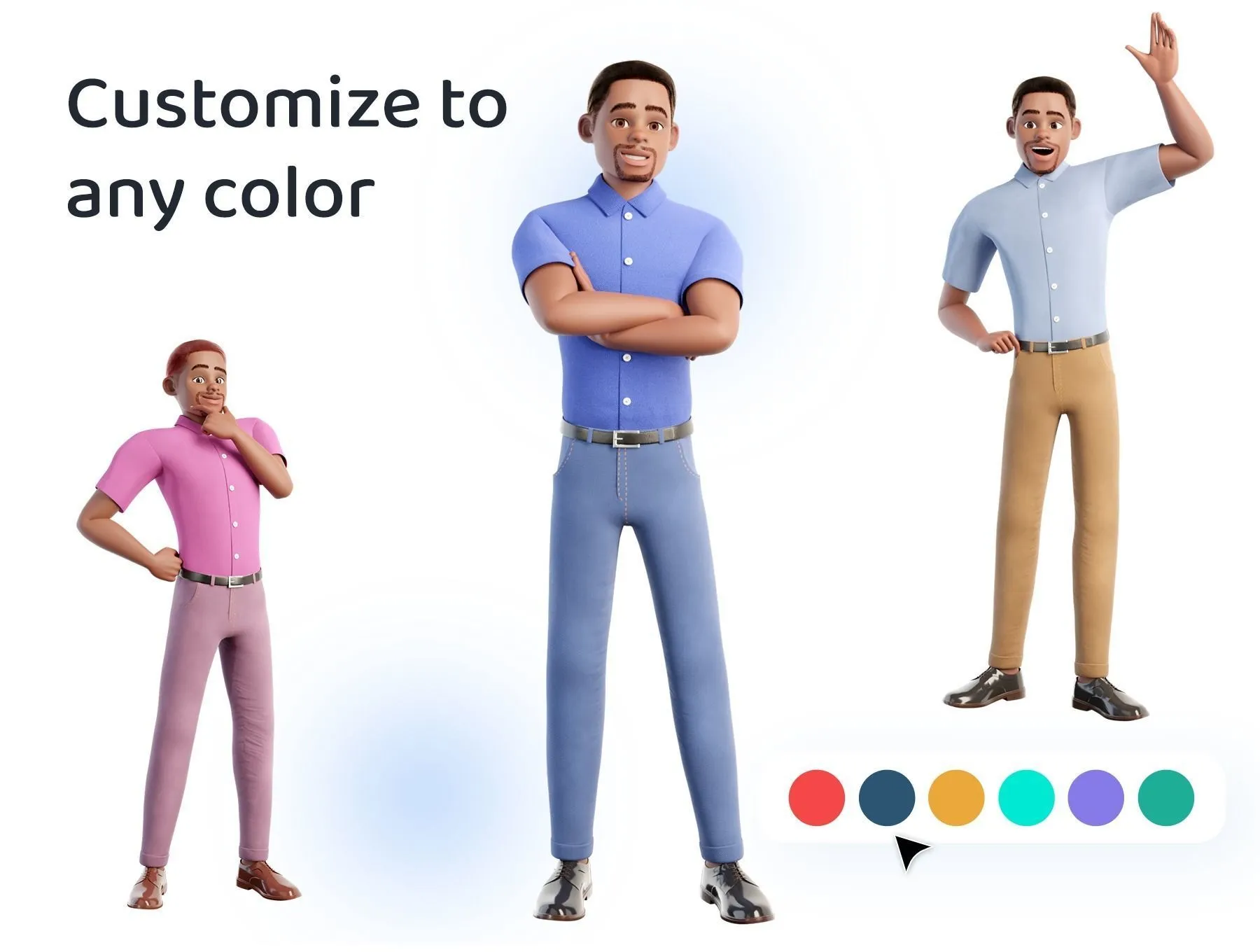 Customizable colors for Cartoon Man Black character
